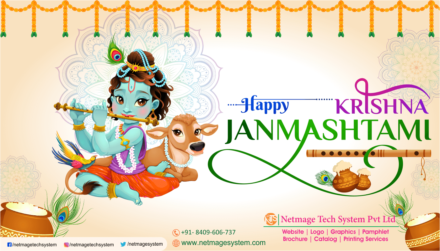Happy Janmashtami Vector Hd Images, Happy Janmashtami Greeting Text  Transparent, Happy Janmashtami, Janmashtami, Krishna Janmashtami PNG Image  For Free Download